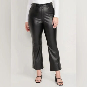 Old Navy Higher High-Waisted Faux-Leather Cropped Flare Pants for Women